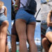 Tight jeans short and cameltoe street voyeur