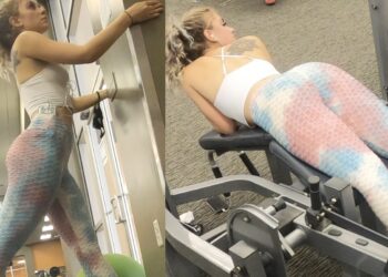 Cute Candid Girl in legging spy gym