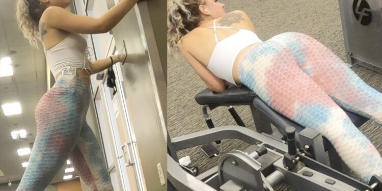 Cute Candid Girl in legging spy gym