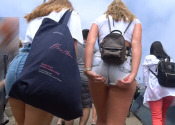 Blonde Teen Cute Booty Shorts Candid Ass