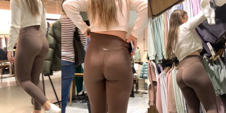 Candid Pawg Teen spandex tight in store Voyeur