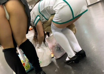 Upskirt Cosplay Events Spreads Legs And Close Up Girlfriends Ass